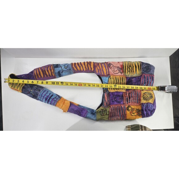RisingInt'l Boho Hippie Patch Cat Dog Kokopelli LG messenger Bag crossbody Purse - Picture 8 of 10